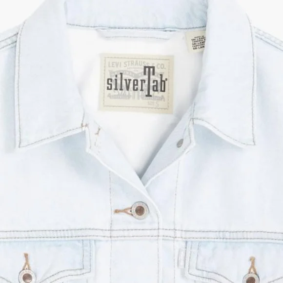 NWT Levi's SilverTab Light Wash Home Sweet Home Cropped Trucker Jacket M - Picture 5 of 6